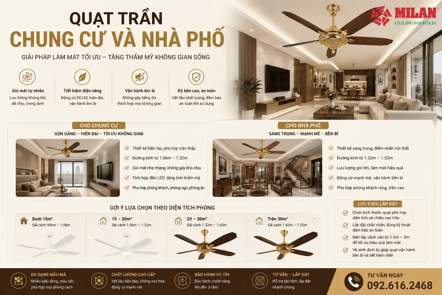 Quạt Trần Chung Cư Và Nhà Phố
